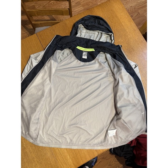 Nike Air Ripstop Windbreaker Jacket Mens XL Black Gray Zip Hood Full Zip - Picture 7 of 13